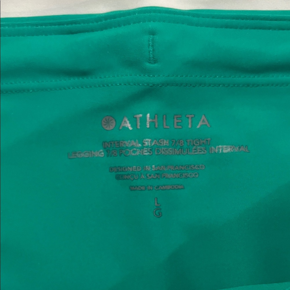 Athleta Interval Stash 7/8 Green Leggings NWT - Picture 5 of 5